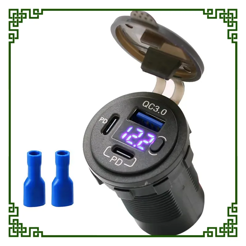 QC3.0 + 2PD Charging Adapter 20W USB Charger Socket Connector With Voltmeter And Power Switch For Car Boat
QC3.0 + 2PD Charging Adapter 20W USB Charger Socket Connector With Voltmeter And Power Switch For Car Boat