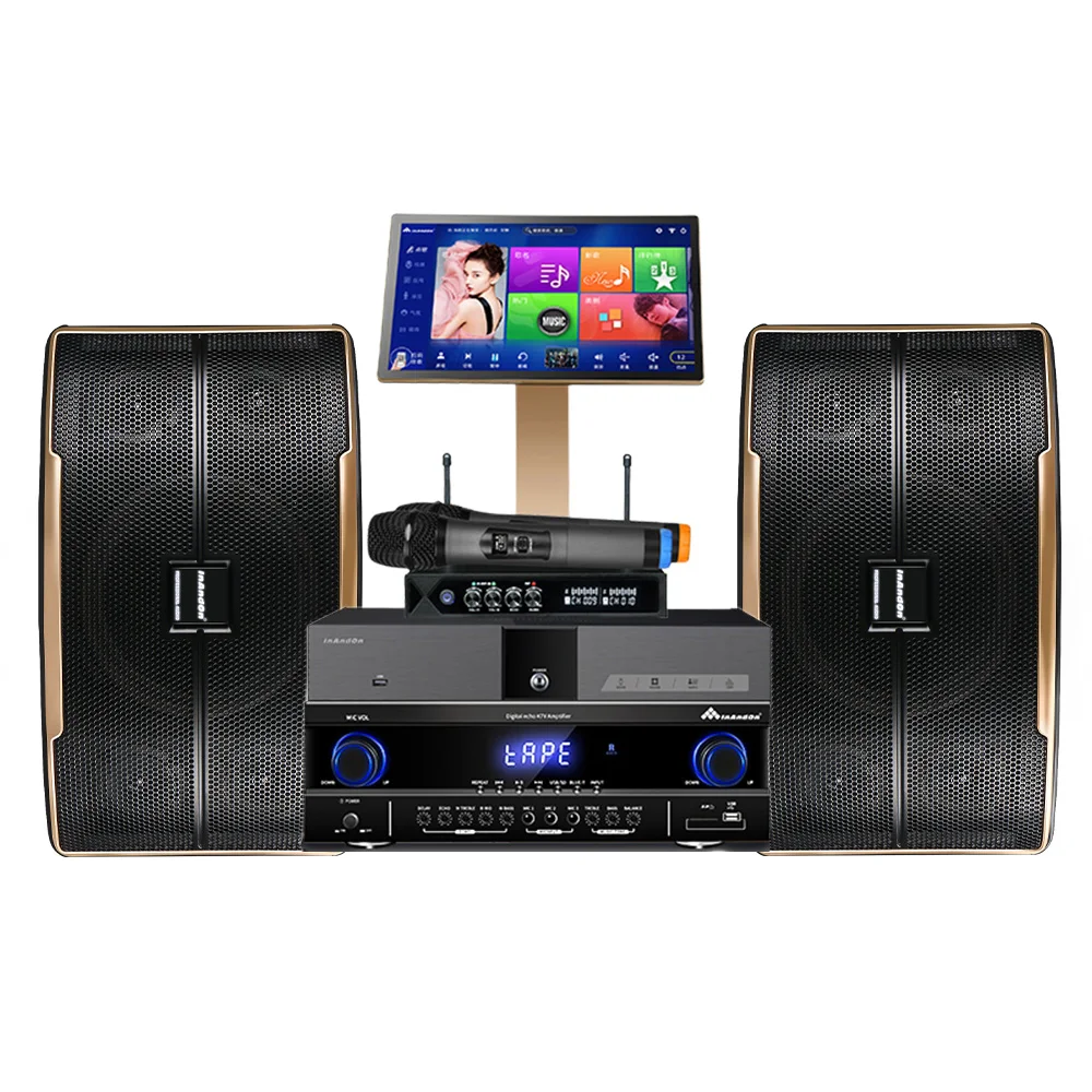 InAndOn V5 Max Karaoke Touch Screen 2T Karaoke Player KTV System with Power Amplifier and Wireless Microphone and Speaker Set
InAndOn V5 Max Karaoke Touch Screen 2T Karaoke Player KTV System with Power Amplifier and Wireless Microphone and Speaker Set