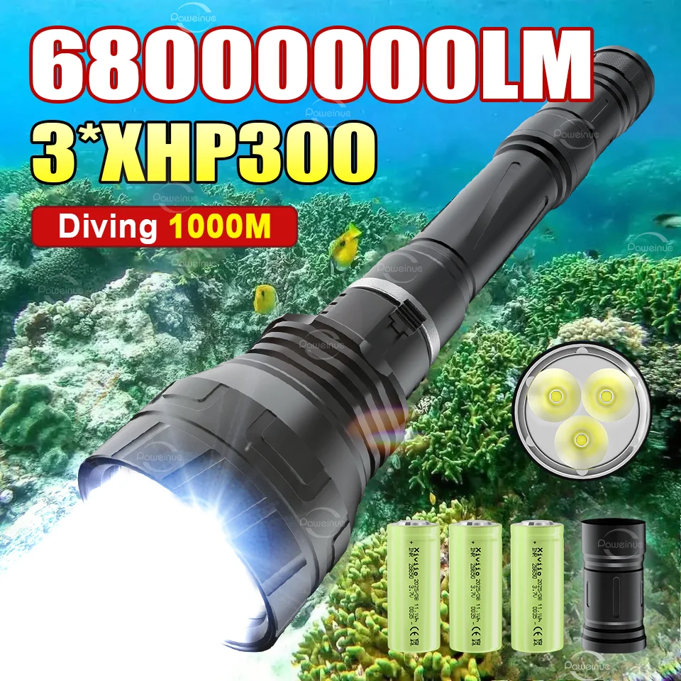 Самый мощный 3 * XHP300 фонарик для дайвинга подводный профессиональный фонарь для дайвинга IPX8 водонепроницаемый фонарик для подводного плавания для рыбалки
Самый мощный 3 * XHP300 фонарик для дайвинга подводный профессиональный фонарь для дайвинга IPX8 водонепроницаемый фонарик для подводного плавания для рыбалки