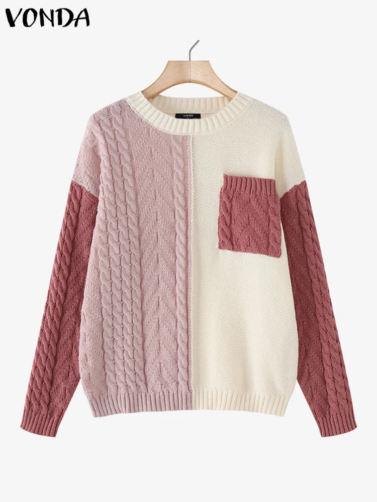 Autumn Winter Women Pullovers Vintage Patchwork Long Sleeve Sweater Crew Neck Tops Streetwear Party Casual OL Work Sweaters
Autumn Winter Women Pullovers Vintage Patchwork Long Sleeve Sweater Crew Neck Tops Streetwear Party Casual OL Work Sweaters