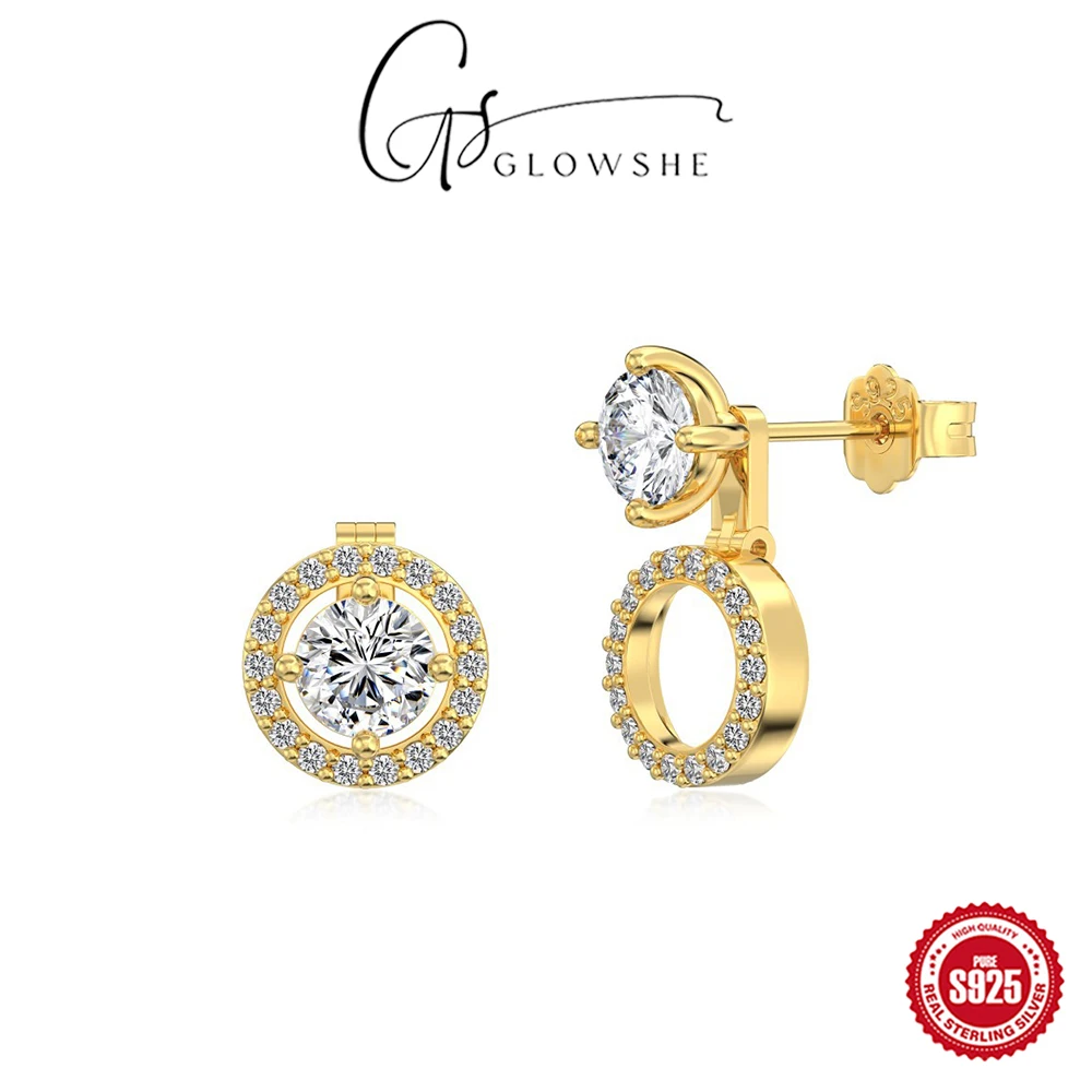 Glowshe 100% 925 Sterling Silver Zircon Round Stud Earrings Banquet Luxury Fine Jewelry Women's Creative Versatile Earrings
Glowshe 100% 925 Sterling Silver Zircon Round Stud Earrings Banquet Luxury Fine Jewelry Women's Creative Versatile Earrings
