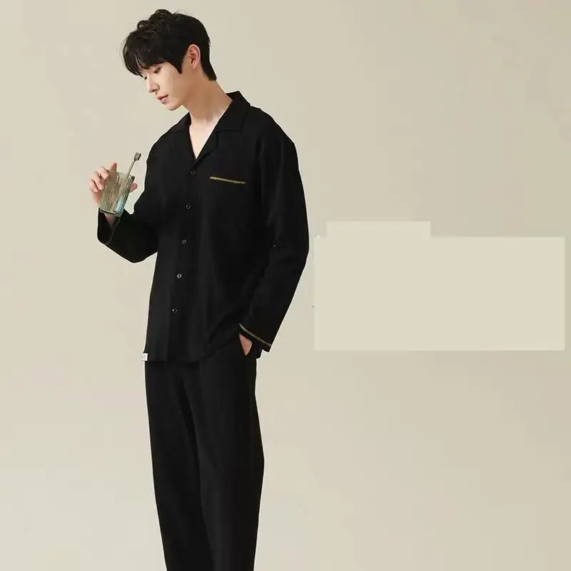 Spring And Autumn New Men's Pajamas Cotton Long Sleeved Pants Youth Lapel Solid Color Loose Fitting Home Wear Casual Suit Breath
Spring And Autumn New Men's Pajamas Cotton Long Sleeved Pants Youth Lapel Solid Color Loose Fitting Home Wear Casual Suit Breath