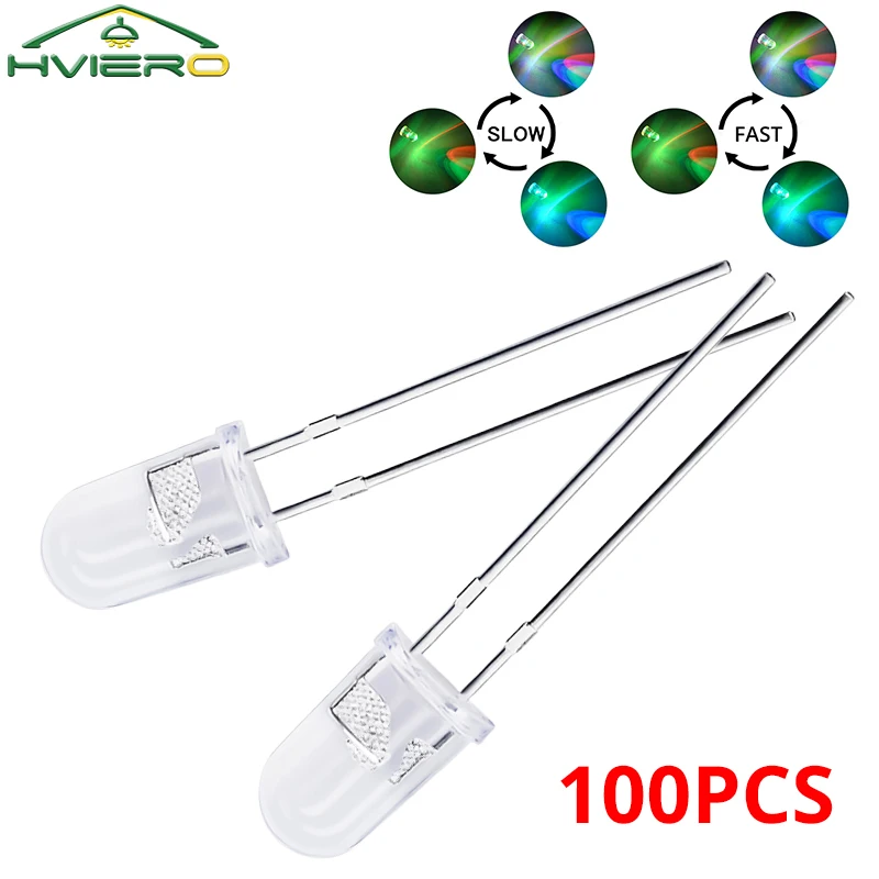 100PCS 5mm Multi Color Emitting Bulb RGB Lamp Bead Diode Round LED Fast Slow Flashing Rainbow Transparent Decoration Combination
100PCS 5mm Multi Color Emitting Bulb RGB Lamp Bead Diode Round LED Fast Slow Flashing Rainbow Transparent Decoration Combination