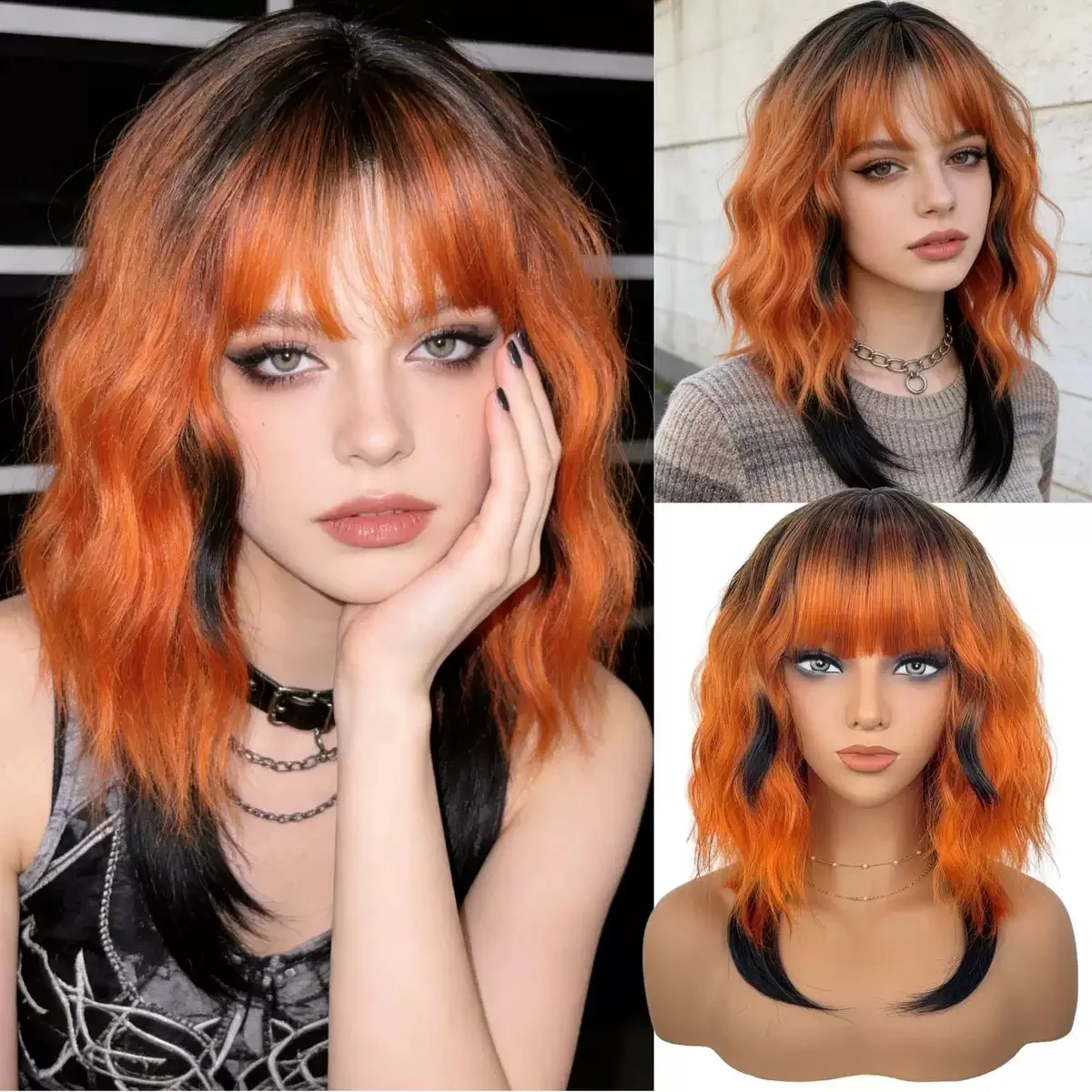European and American synthetic fibre high-temperature short twisted braid orange short curly wig with water wave pattern
European and American synthetic fibre high-temperature short twisted braid orange short curly wig with water wave pattern