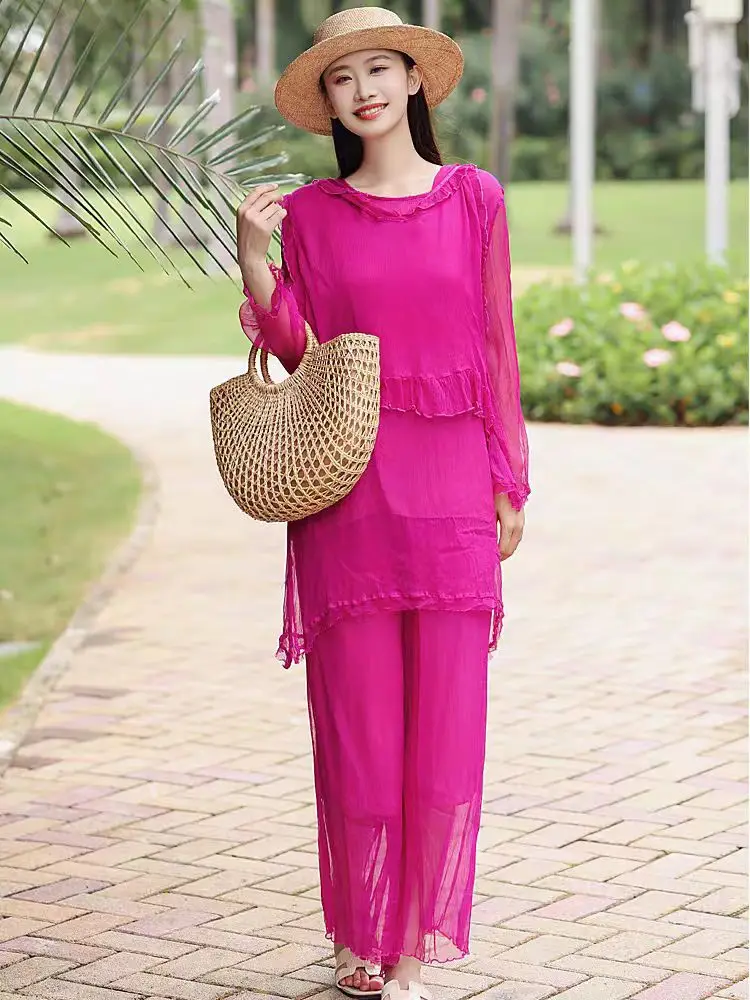 High-end Summer New Hooded Short Top+O- Neck Long Sleeved Shirt+Elastic Waist Wide Leg Pants Women's Three Piece Set One Size
High-end Summer New Hooded Short Top+O- Neck Long Sleeved Shirt+Elastic Waist Wide Leg Pants Women's Three Piece Set One Size