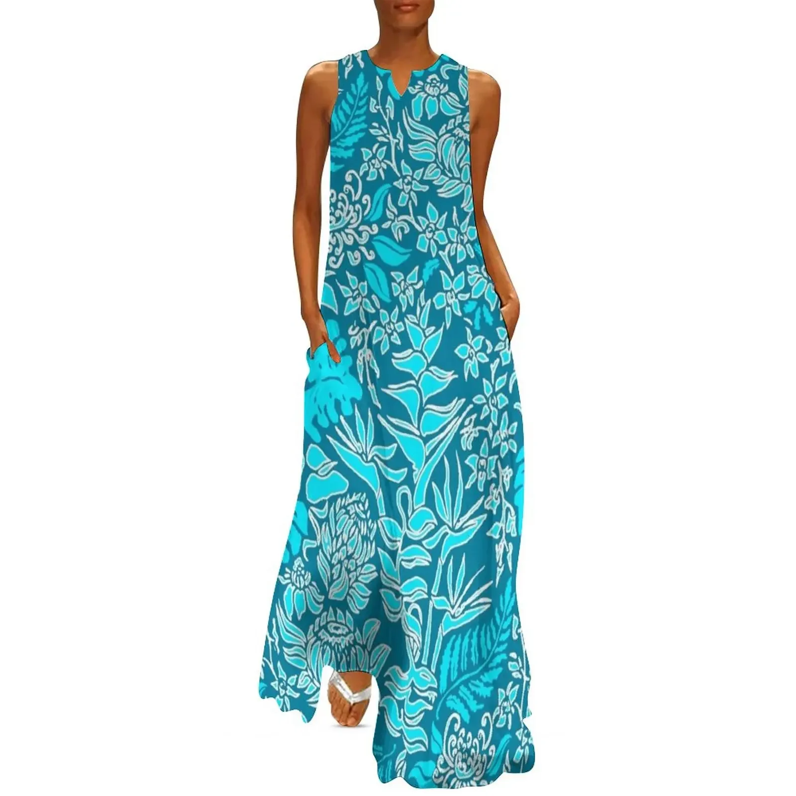 Kauai Morning Hawaiian Protea Floral - Turq and Teal Long Dress party dresses women prom dress Dress
Kauai Morning Hawaiian Protea Floral - Turq and Teal Long Dress party dresses women prom dress Dress