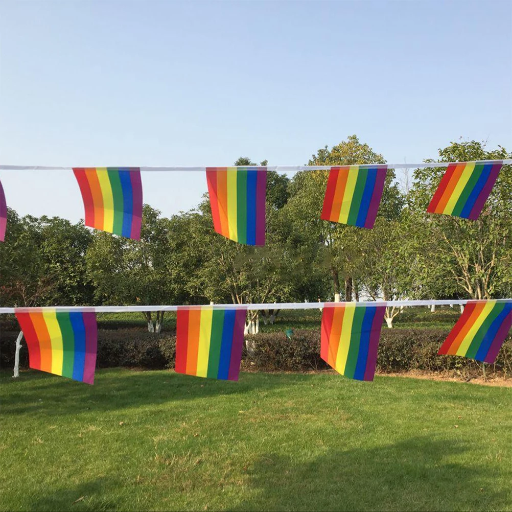 38pcs Rainbow String Flag Outdoor Decoration Human Rights Gay Lesbian Banner Pride Flags Polyester
38pcs Rainbow String Flag Outdoor Decoration Human Rights Gay Lesbian Banner Pride Flags Polyester