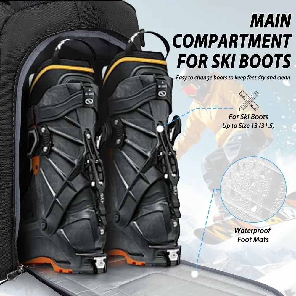 50L Ski Boot Bag Large Capacity Adjustable Ski Bag Waterproof Versatile Travel Backpack for Helmet Ski Shoes Goggles
50L Ski Boot Bag Large Capacity Adjustable Ski Bag Waterproof Versatile Travel Backpack for Helmet Ski Shoes Goggles