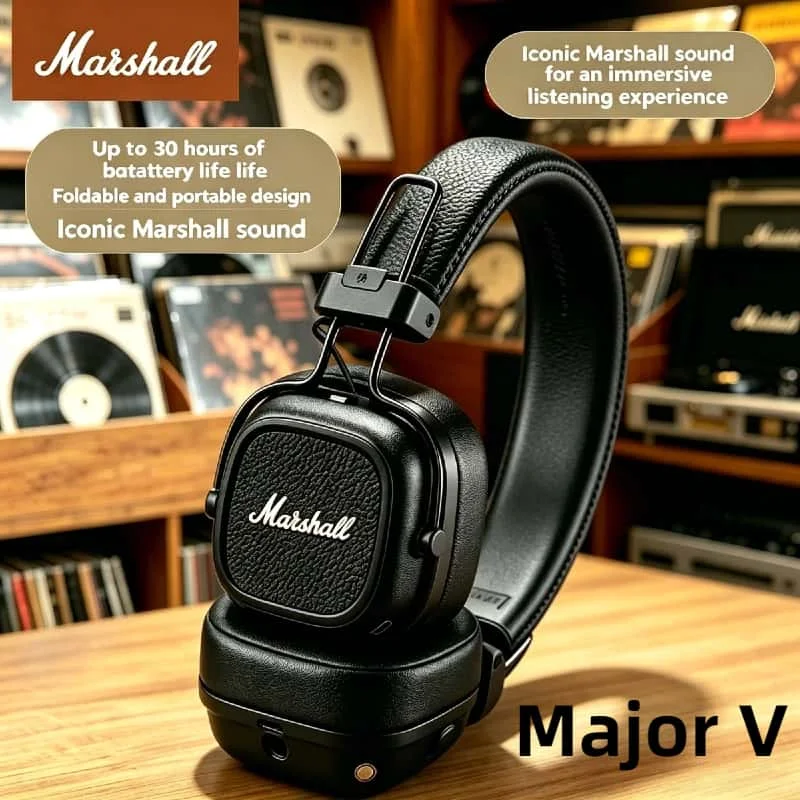 Беспроводные наушники Marshall Major V в ретро-рок стиле, складные, накладные, с микрофоном, поддержкой Bluetooth и приложения, длительным временем автономной работы
Беспроводные наушники Marshall Major V в ретро-рок стиле, складные, накладные, с микрофоном, поддержкой Bluetooth и приложения, длительным временем автономной работы