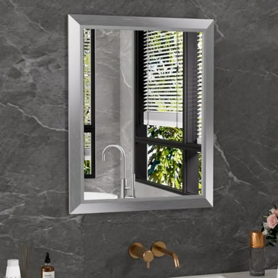 24x30 Inch Bathroom Mirror, Thick Metal Framed Wall Mirrors for Over Sink, Brushed Nickel Mirror Perfect for Bedroom, Living Ro
24x30 Inch Bathroom Mirror, Thick Metal Framed Wall Mirrors for Over Sink, Brushed Nickel Mirror Perfect for Bedroom, Living Ro