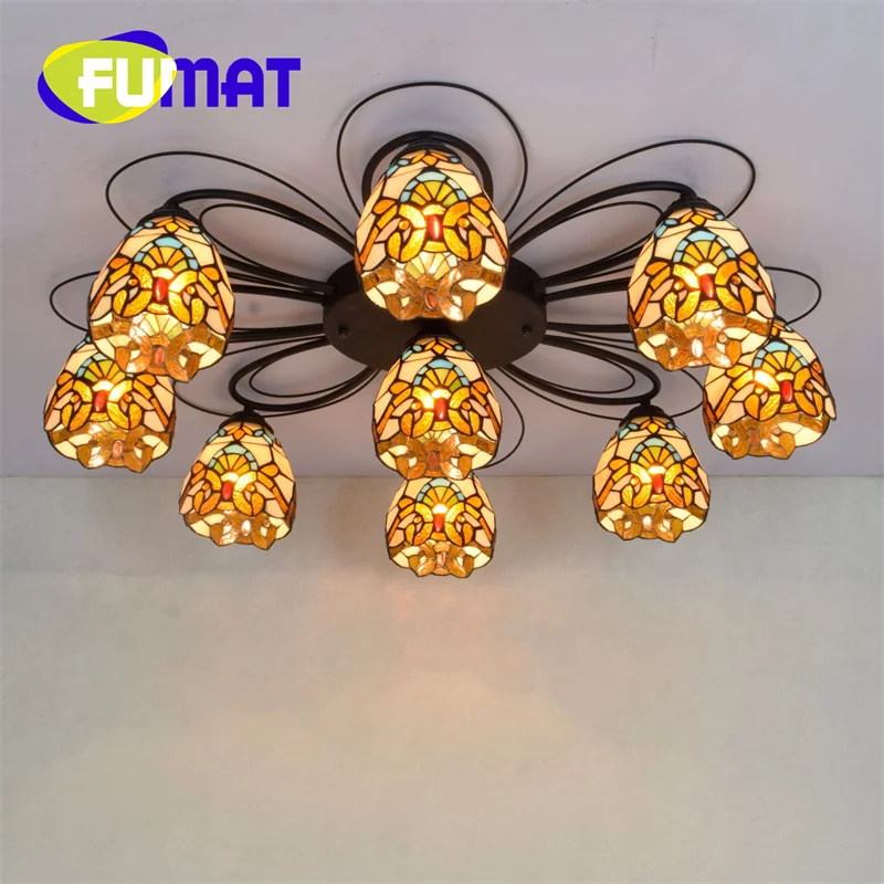 FUMAT Tiffany stained glass Baroque style multi-head ceiling light deco living room restaurant hotel aisle overhead light
FUMAT Tiffany stained glass Baroque style multi-head ceiling light deco living room restaurant hotel aisle overhead light