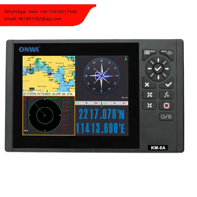 KM-8A 8inch ONWA Marine GPS Chart Plotter With Class B+ AIS Transponder ( Supports Expanded Features)
KM-8A 8inch ONWA Marine GPS Chart Plotter With Class B+ AIS Transponder ( Supports Expanded Features)