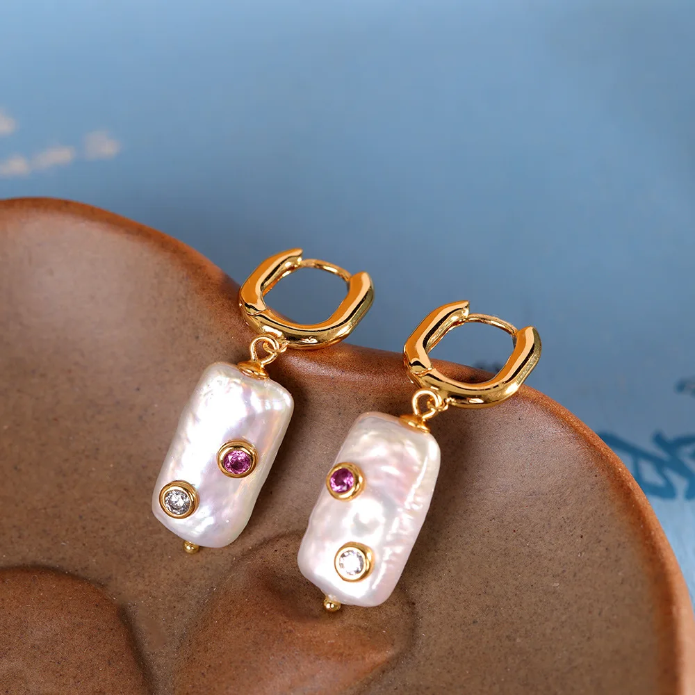 Natural Baroque Square Pearls Earrings for Women Irregular Freshwater Pearls Hoops Earrings Gilded 925 Silver Water Drop Studs
Natural Baroque Square Pearls Earrings for Women Irregular Freshwater Pearls Hoops Earrings Gilded 925 Silver Water Drop Studs