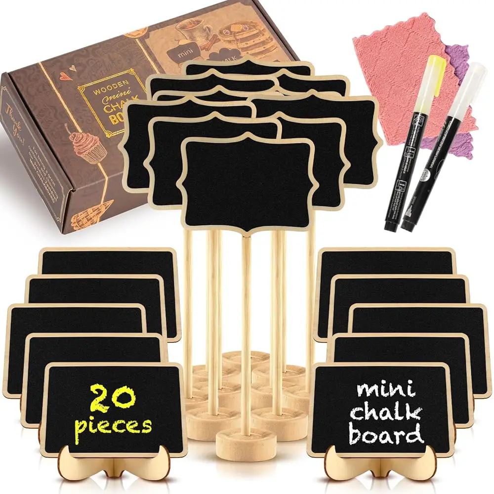 Mini Chalkboard Signs 20 Pack, Small Food Name Tags For Buffet With Wooden Stand As Dessert Display Set For Party, Wedding,
Mini Chalkboard Signs 20 Pack, Small Food Name Tags For Buffet With Wooden Stand As Dessert Display Set For Party, Wedding,