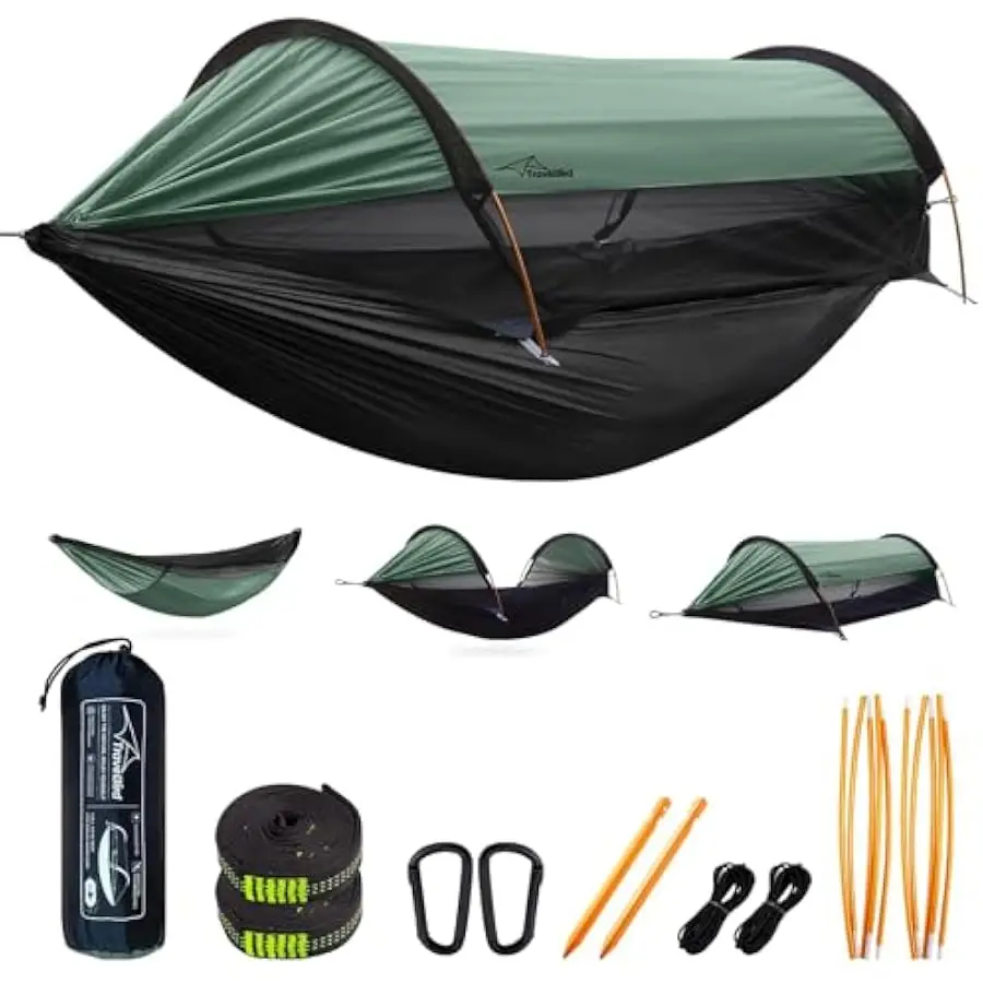 Camping Hammock Tent with Mosquito Net and Sunshade, Extra Large for 2 Person, Lightweight Hanging Hammocks Tree Straps, Bivvy G
Camping Hammock Tent with Mosquito Net and Sunshade, Extra Large for 2 Person, Lightweight Hanging Hammocks Tree Straps, Bivvy G
