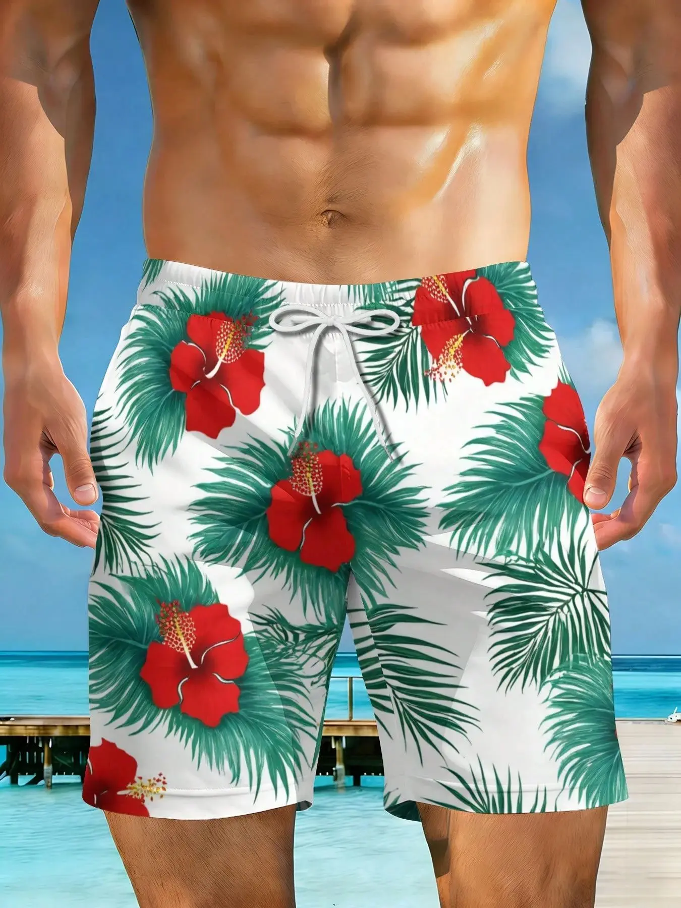 2026 Summer New Styles Tropical Hibiscus Palm Leaves Pattern Plus Size Men's Casual Beach Shorts Suitable For Summer Outings And Beach Vacations Surfing And Relaxation Activities
2026 Summer New Styles Tropical Hibiscus Palm Leaves Pattern Plus Size Men's Casual Beach Shorts Suitable For Summer Outings And Beach Vacations Surfing And Relaxation Activities