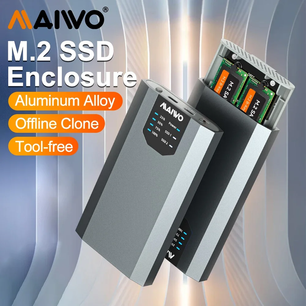 MAIWO Dual Bay SSD Дубликатор M.2 SATA SSD Корпус Offline Clone Алюминиевый USB Type-C Gen2 Storage Box M2 Чехол для жесткого диска
MAIWO Dual Bay SSD Дубликатор M.2 SATA SSD Корпус Offline Clone Алюминиевый USB Type-C Gen2 Storage Box M2 Чехол для жесткого диска