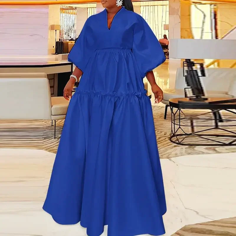 Women Elegant Maxi Dress 2024 Summer Solid Color 3/4 Lantern Sleeve Long Shirt Sundress Casual Loose Ruffled Vestidos Robe
Women Elegant Maxi Dress 2024 Summer Solid Color 3/4 Lantern Sleeve Long Shirt Sundress Casual Loose Ruffled Vestidos Robe
