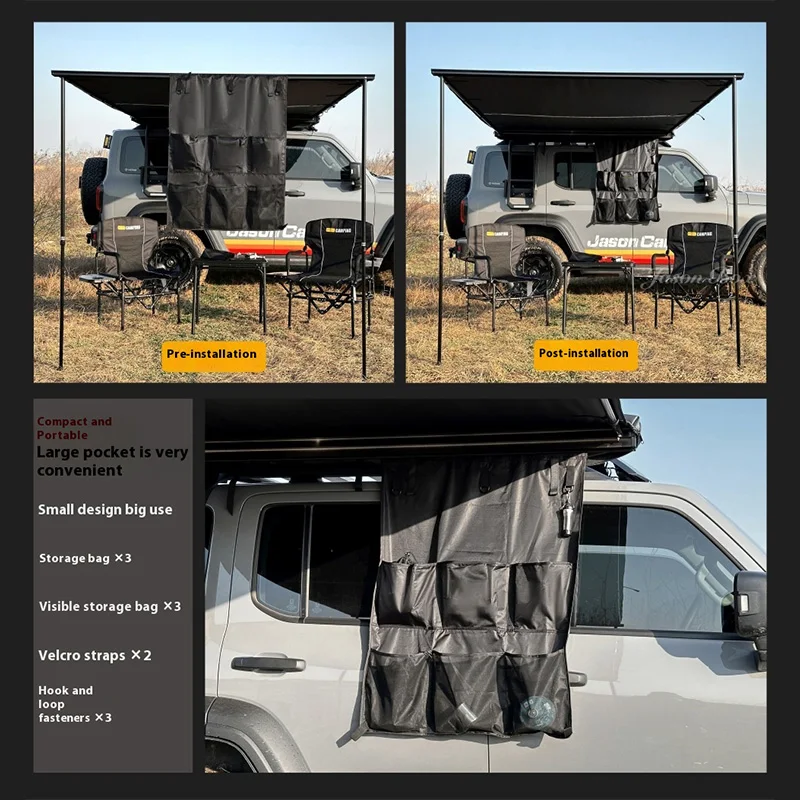 Storage Hanging Bag for Car Side Awning, Canopy Organizer, Multifunctional Camping Accessories, Outdoor Gear Side Tent Storage
Storage Hanging Bag for Car Side Awning, Canopy Organizer, Multifunctional Camping Accessories, Outdoor Gear Side Tent Storage