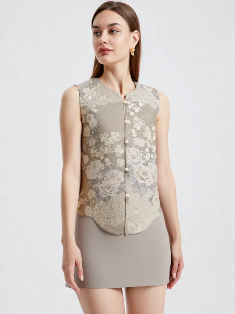 Chinese Style Vest Top for Women - New Design Gray Floral Print Qipao Tank Top, Unique Hollow Out Sleeveless Blouse
Chinese Style Vest Top for Women - New Design Gray Floral Print Qipao Tank Top, Unique Hollow Out Sleeveless Blouse