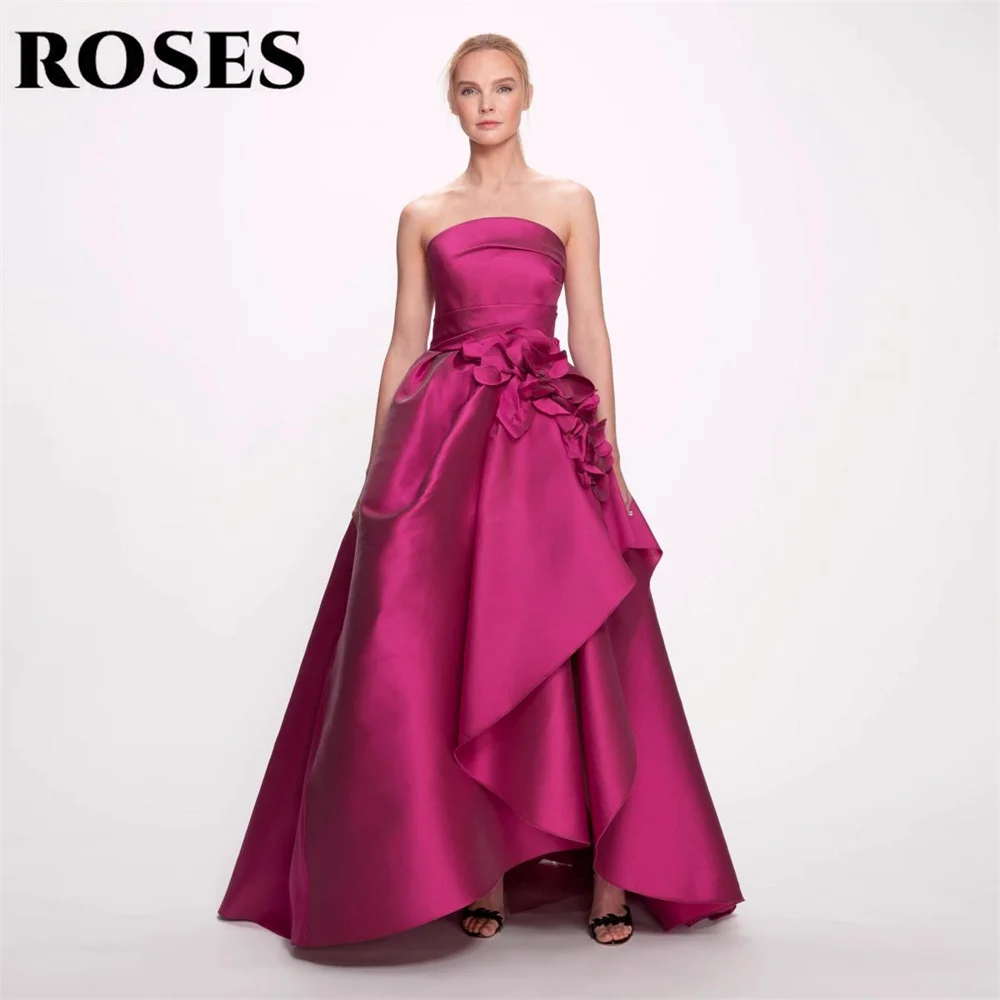 ROSES Fuchsia Stain Evening Dress Strapless Prom Dress A-Line 3D-Flower Party Dresses with Pleats vestidos de noche Customized
ROSES Fuchsia Stain Evening Dress Strapless Prom Dress A-Line 3D-Flower Party Dresses with Pleats vestidos de noche Customized