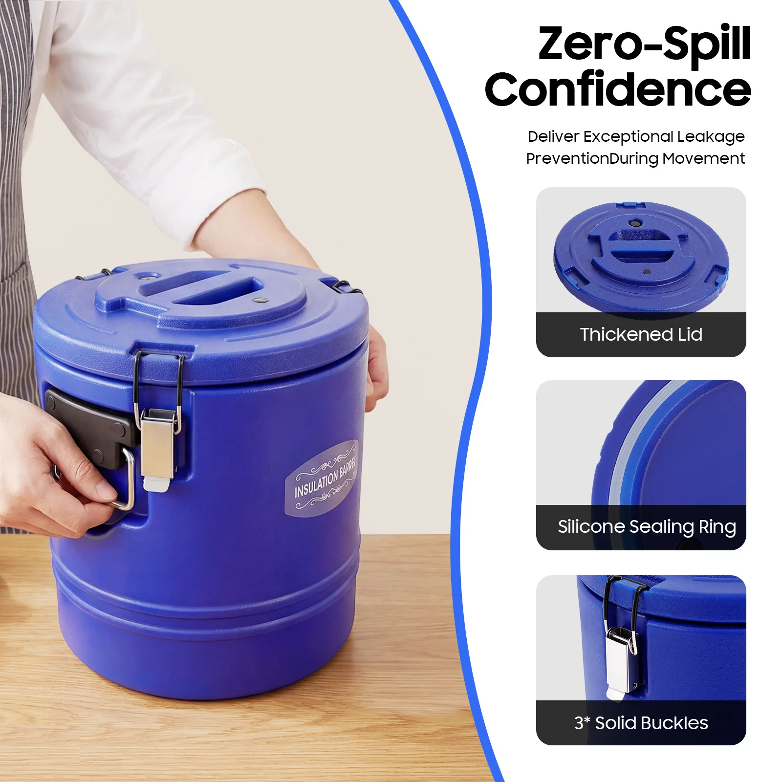 15L/15.85Qt Commercial Round Insulated Bucket with Practical Exhaust Valve for Kitchens, Restaurants, Outdoor Banquets
15L/15.85Qt Commercial Round Insulated Bucket with Practical Exhaust Valve for Kitchens, Restaurants, Outdoor Banquets