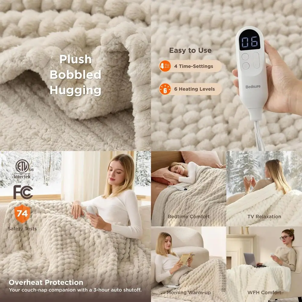 Cozy Flannel Sherpa Electric Blanket with 6 Heat Levels, 4 Timers, and 3-Hour Auto-Off - Light Brown, 50x60 inches
Cozy Flannel Sherpa Electric Blanket with 6 Heat Levels, 4 Timers, and 3-Hour Auto-Off - Light Brown, 50x60 inches