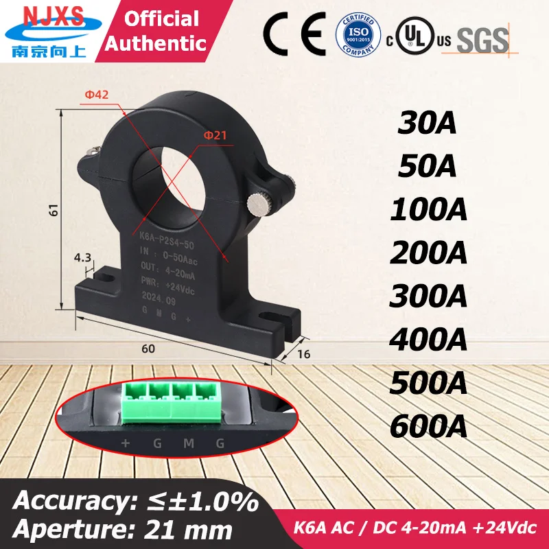 Hall effect current sensor 4-20ma K6A-P2S4 AC 100A 200A/4-20mA current transducer split core sensor 4 20ma +24Vdc clamp sensor
Hall effect current sensor 4-20ma K6A-P2S4 AC 100A 200A/4-20mA current transducer split core sensor 4 20ma +24Vdc clamp sensor