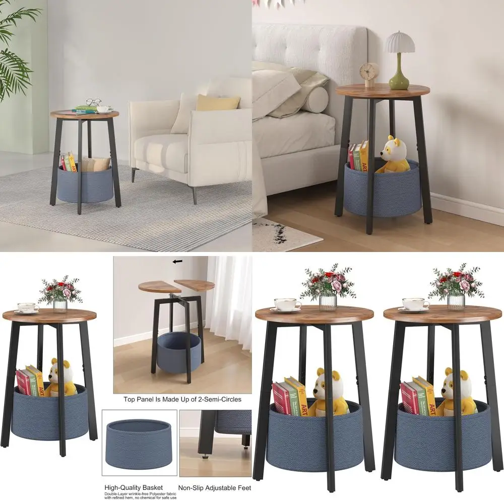 Пара компактных круглых прикроватных столиков с тканевыми ящиками для хранения, прикроватные кофейные столики с металлическим каркасом для небольших помещений, современные прикроватные тумбочки
Пара компактных круглых прикроватных столиков с тканевыми ящиками для хранения, прикроватные кофейные столики с металлическим каркасом для небольших помещений, современные прикроватные тумбочки