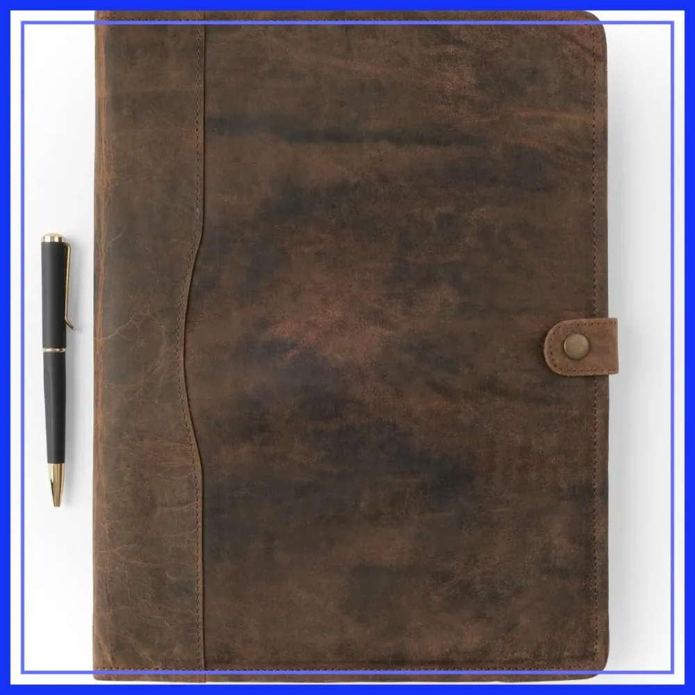 Leather Portfolio for Men Women, Business Padfolio Folder with Pen, A4 Binder
Leather Portfolio for Men Women, Business Padfolio Folder with Pen, A4 Binder