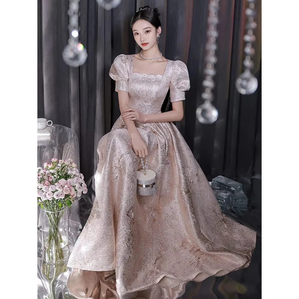 Champagne Square Collar Prom Dress Vintage Puff Sleeve High Waist Floor Length Women Evening Dress Formal Banquet Party Gown
Champagne Square Collar Prom Dress Vintage Puff Sleeve High Waist Floor Length Women Evening Dress Formal Banquet Party Gown