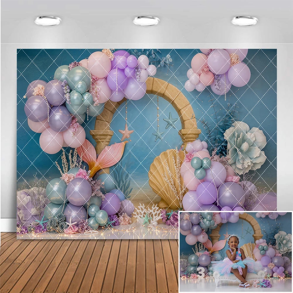 Mermaid Realm Cake Smash Backgrounds Princess Girl Birthday Backdrop Photography Purple Balloon Shell Photo Banner Studio Props
Mermaid Realm Cake Smash Backgrounds Princess Girl Birthday Backdrop Photography Purple Balloon Shell Photo Banner Studio Props