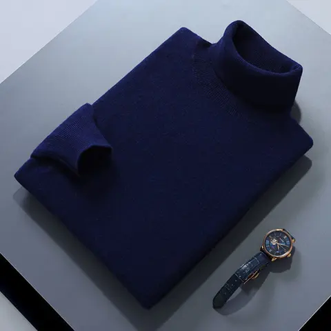 Cashmere Cotton Blend Turtleneck Men Pullover 2025 Autumn Winter High Collar Jumper Jersey Hombre Pull Homme Knitted Sweater