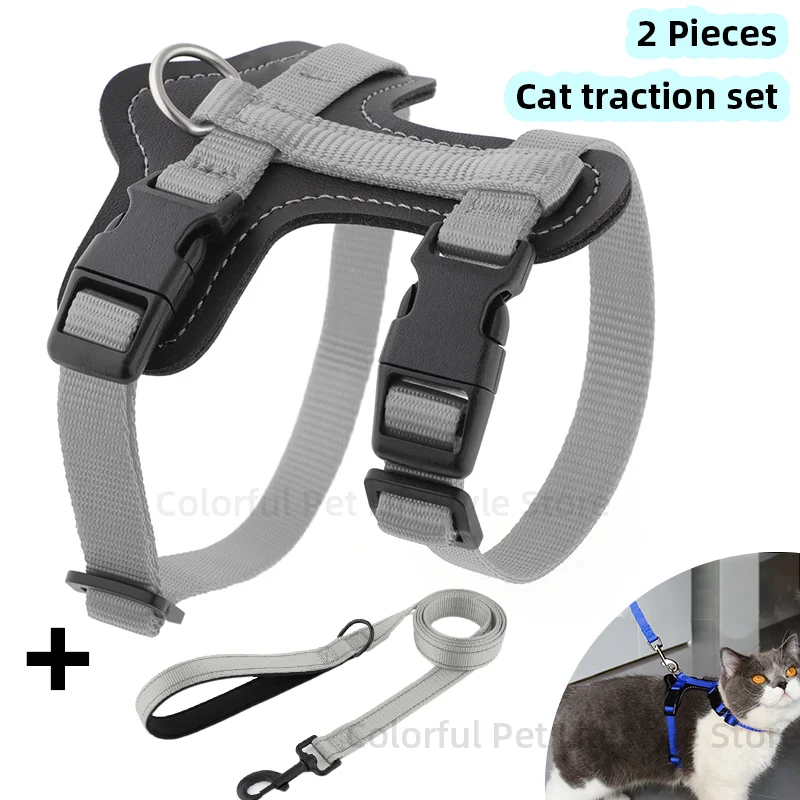 2 Pieces Genuine Leather Durable Cat Harness & 1.52m Cat Leash Reflective Cat Harness Vest Outdoor Travel Pet Harness For Cats
2 Pieces Genuine Leather Durable Cat Harness & 1.52m Cat Leash Reflective Cat Harness Vest Outdoor Travel Pet Harness For Cats