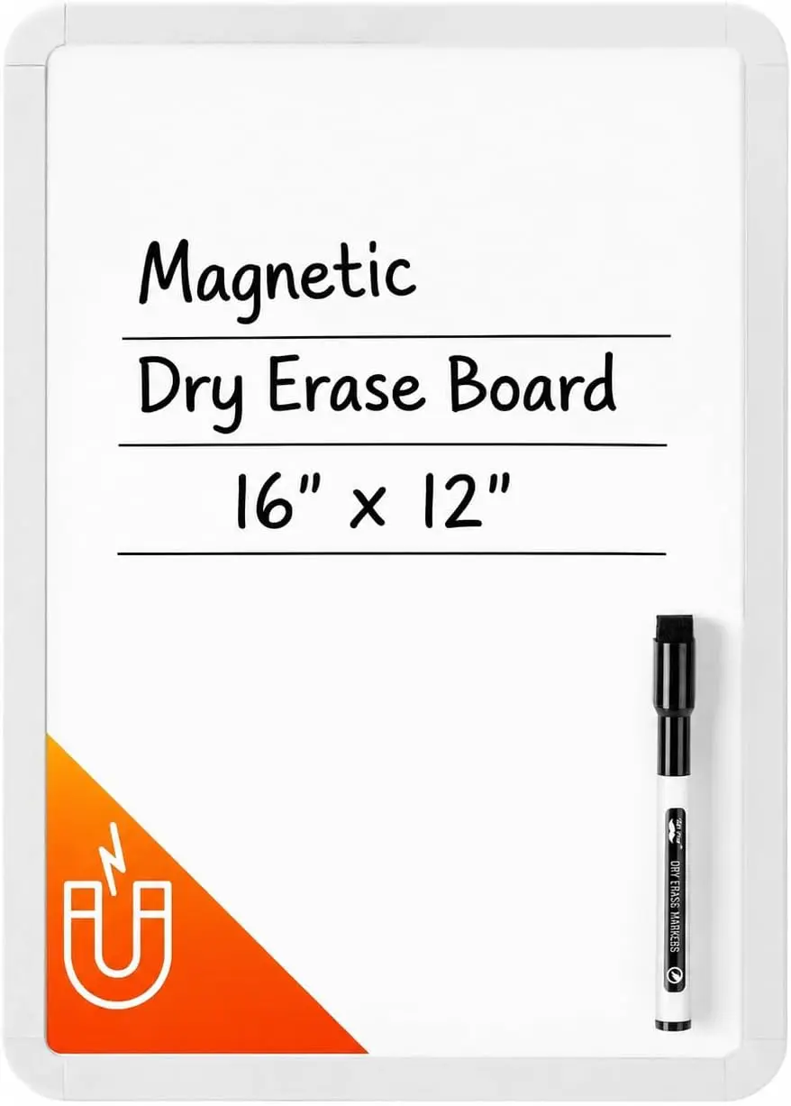 Magnetic Whiteboard 12x16 Inches with Marker and Double-Sided Tape, Dry Erase Board for Home Office School
Magnetic Whiteboard 12x16 Inches with Marker and Double-Sided Tape, Dry Erase Board for Home Office School