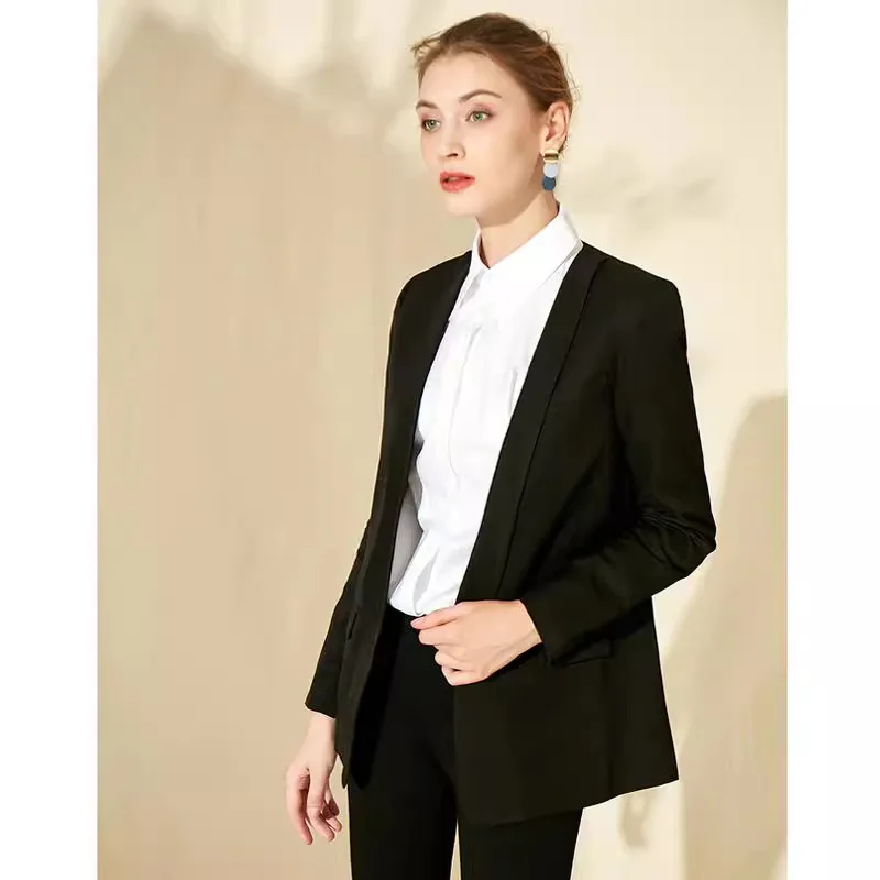Casual Bla Cotton Linen Women's Suit Jaet Versatile Faionable Office Wear Straight Cut Long Sve Pure Color B20808
Casual Bla Cotton Linen Women's Suit Jaet Versatile Faionable Office Wear Straight Cut Long Sve Pure Color B20808