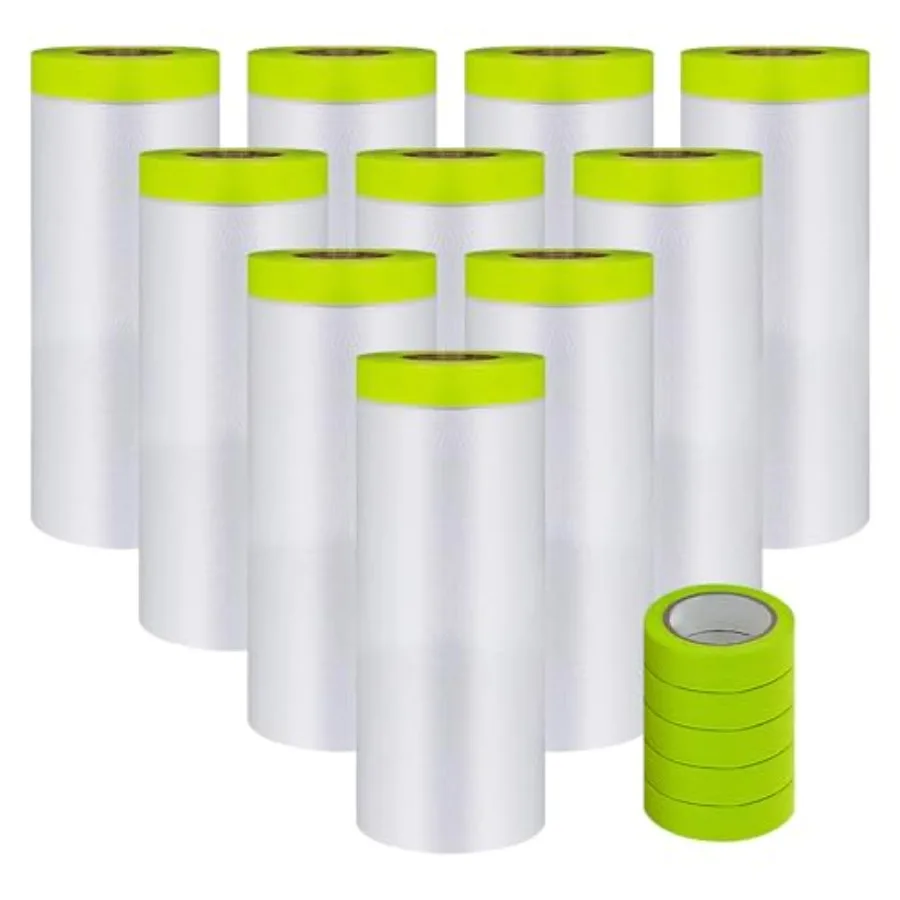 Pre-Taped Masking Film-55inx5ft Tape and Drape Painters Paper Rolls, Plastic Painting Film for Automotive Painting Covering Mas
Pre-Taped Masking Film-55inx5ft Tape and Drape Painters Paper Rolls, Plastic Painting Film for Automotive Painting Covering Mas