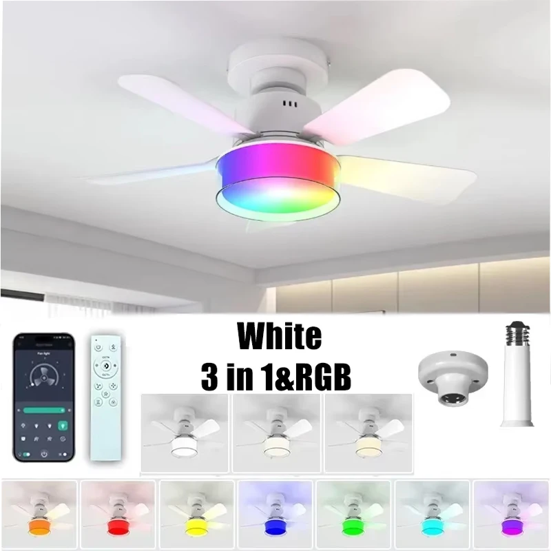 Smart Ceiling Fan Lamp RGB Lighting E27 Fans Lamp Bluetooth APP Control Ceiling Fan with Silent Design for Bedroom Decorations
Smart Ceiling Fan Lamp RGB Lighting E27 Fans Lamp Bluetooth APP Control Ceiling Fan with Silent Design for Bedroom Decorations