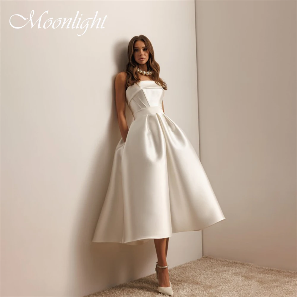 Simple Pleat Strapless A-Line Wedding Dress Women 2026 Sleeveless Backless Mid- Calf Bridal Gown Vestidos De Novia Customized
Simple Pleat Strapless A-Line Wedding Dress Women 2026 Sleeveless Backless Mid- Calf Bridal Gown Vestidos De Novia Customized