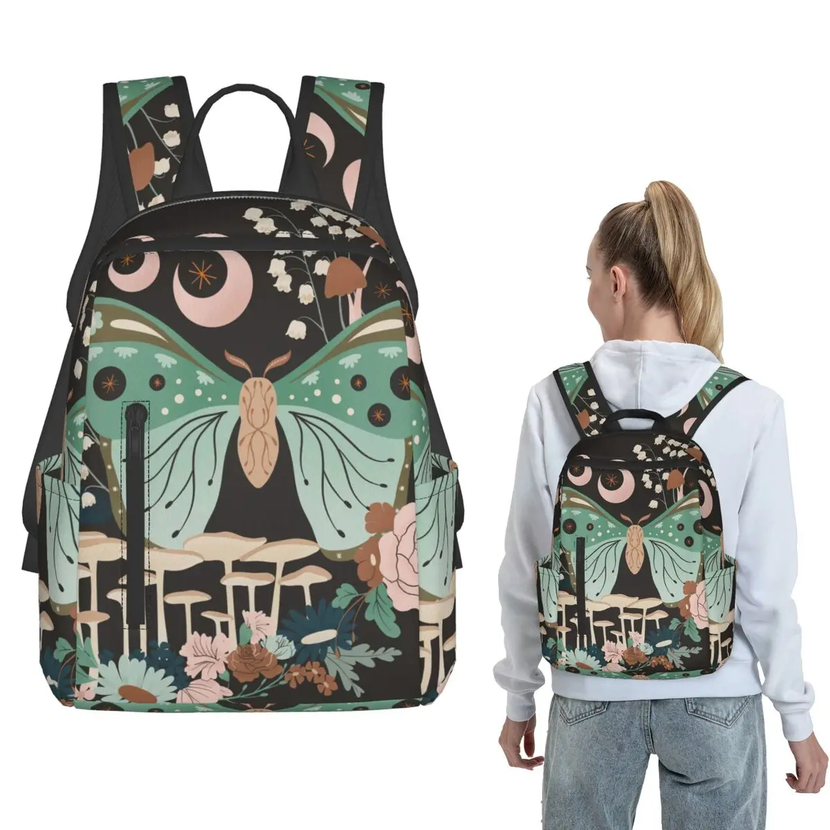 Butterfly Flower Mushroom Moon Print Backpack Large Capacity Kids BookBag School Bag Shoulder Bags for Men Women
Butterfly Flower Mushroom Moon Print Backpack Large Capacity Kids BookBag School Bag Shoulder Bags for Men Women