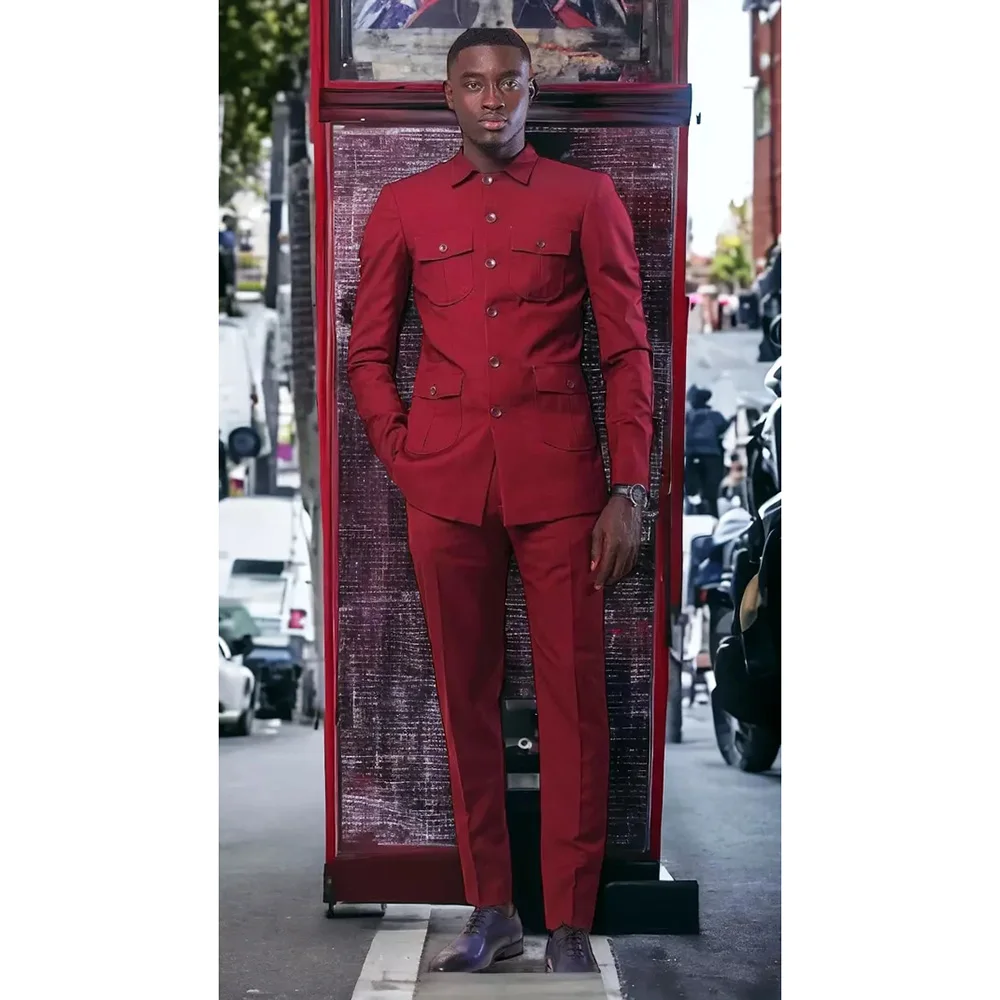 Red Single Breasted Men Suits Formal Stand Lapel Regular Length Blazer Elegant Wedding Groom Slim Fit 2 Piece Jacket Pants Set
Red Single Breasted Men Suits Formal Stand Lapel Regular Length Blazer Elegant Wedding Groom Slim Fit 2 Piece Jacket Pants Set