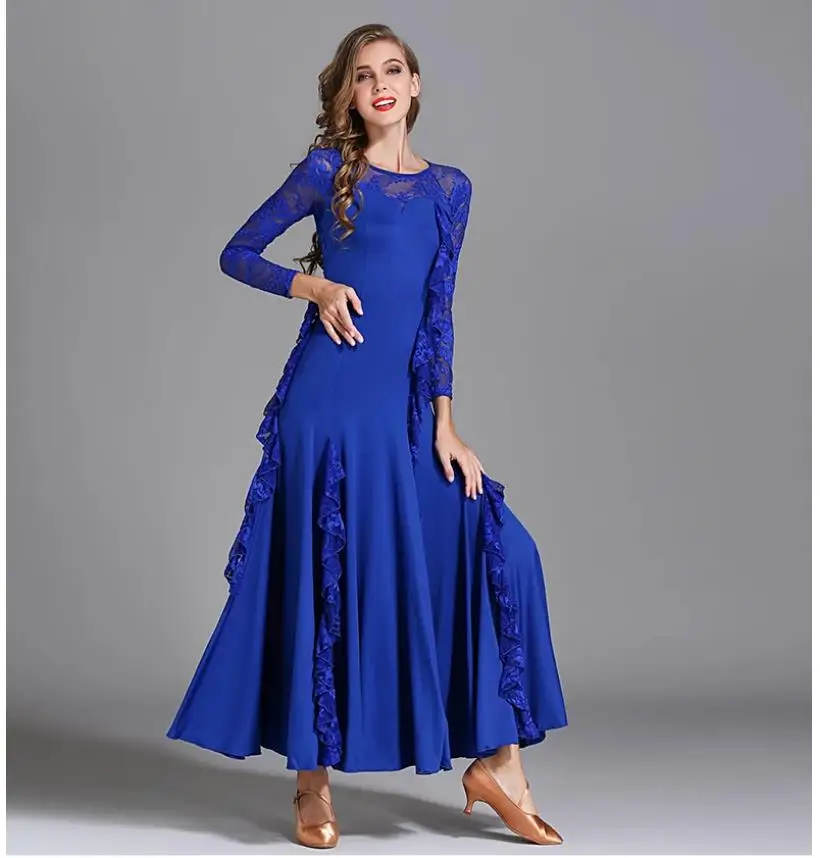 Ladies' lace-sleeved ballroom dance performance costume purple-red long-sleeved modern dance dress
Ladies' lace-sleeved ballroom dance performance costume purple-red long-sleeved modern dance dress