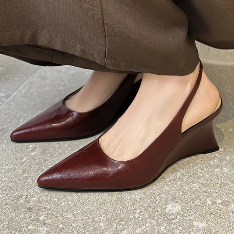 Genuine Leather Red Wedge High Heel Women's Pumps Dress Shoe Fashion Slingback Point toe Party Office Wedding Shoes Lady Classic
Genuine Leather Red Wedge High Heel Women's Pumps Dress Shoe Fashion Slingback Point toe Party Office Wedding Shoes Lady Classic