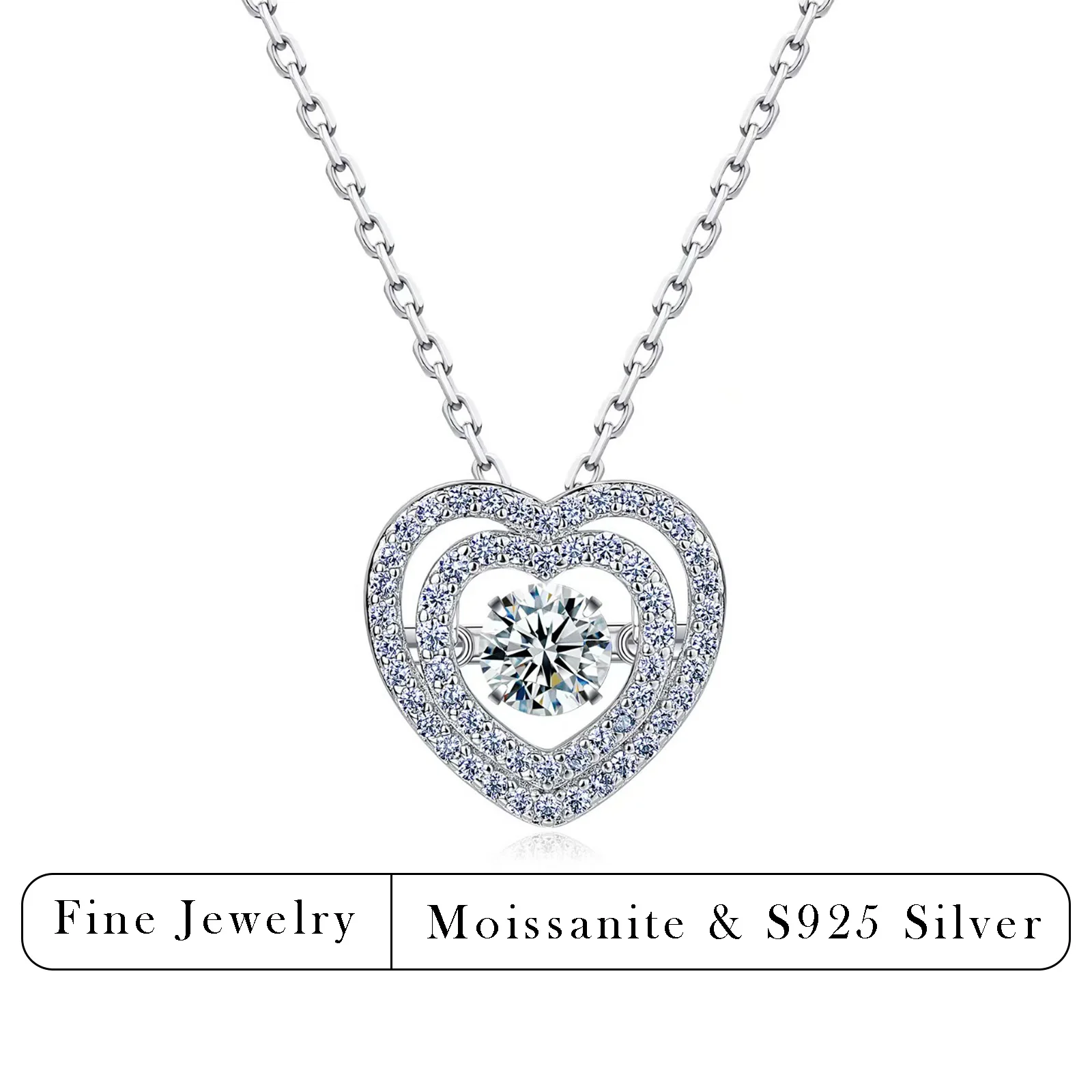 0.75CTW Heart Moissanite Necklace S925 Silver Dancing Stone Pendant for Women Daily Wear
0.75CTW Heart Moissanite Necklace S925 Silver Dancing Stone Pendant for Women Daily Wear