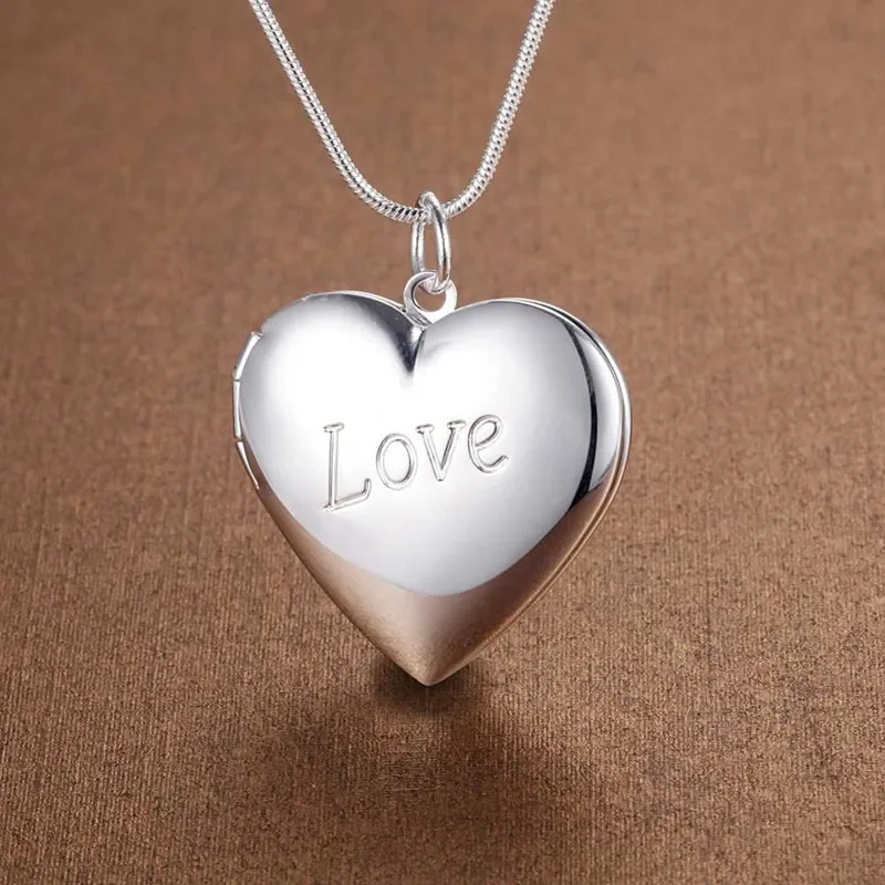 925 Silver Necklace 18 Inches Heart Photo Frame Pendant For Women Fashion Jewelry Wedding Party Gifts
925 Silver Necklace 18 Inches Heart Photo Frame Pendant For Women Fashion Jewelry Wedding Party Gifts