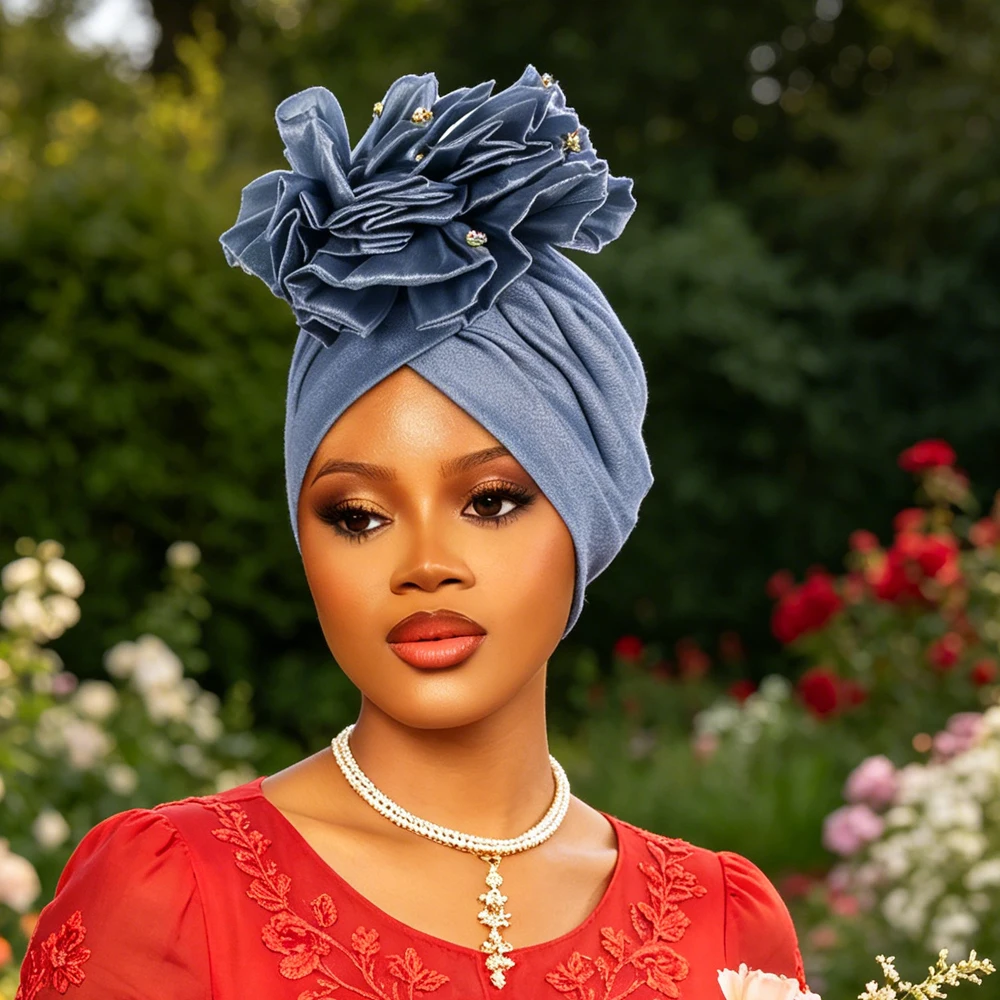 Big Flower Turban Cap for Women African Geles Headties Bonnet Pleated Hat Muslim Hijab Head Wrap Nigeria Wedding Party Headgear
Big Flower Turban Cap for Women African Geles Headties Bonnet Pleated Hat Muslim Hijab Head Wrap Nigeria Wedding Party Headgear