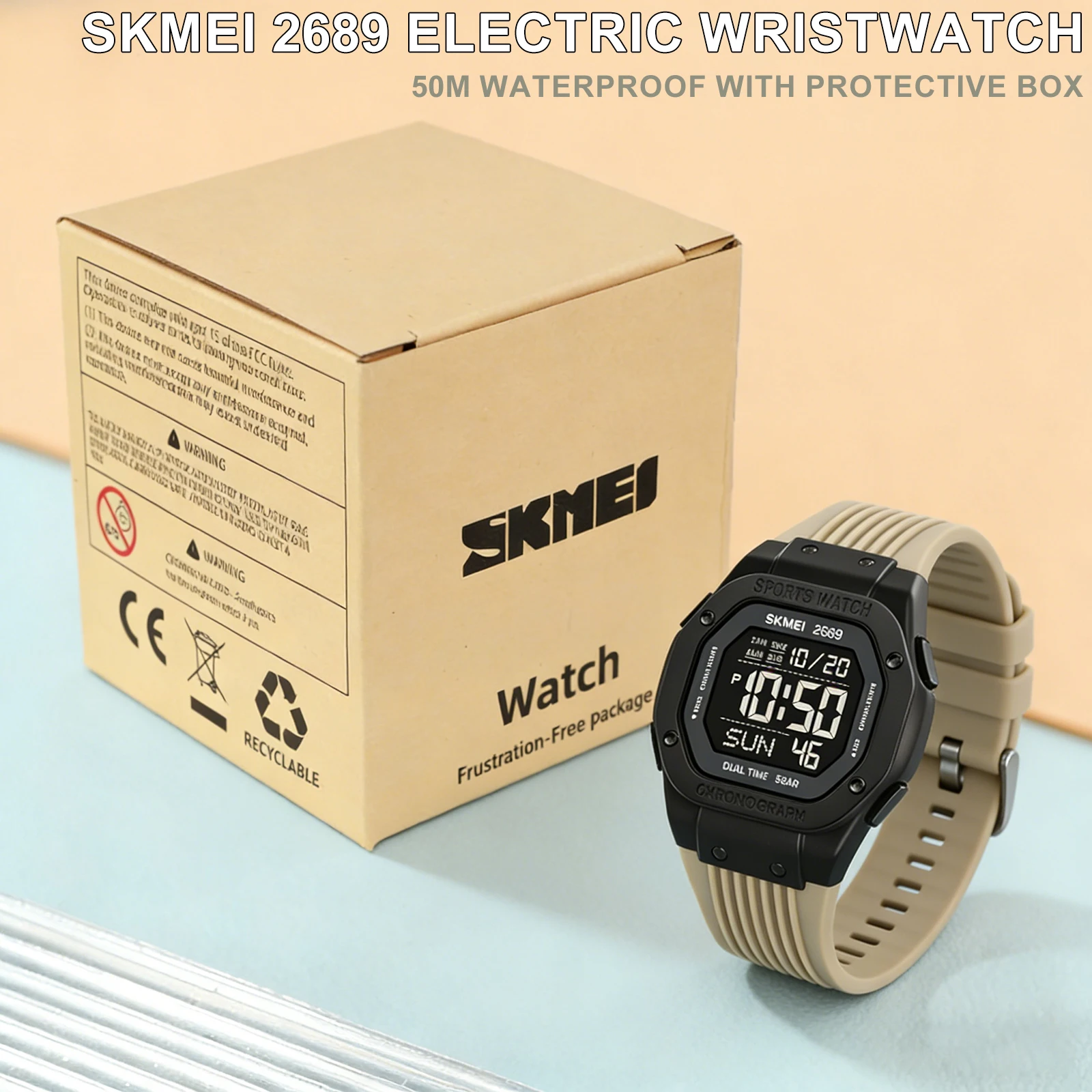 SKMEI 2689 Digital Wristwatch Electric Watch W/ Box, EL Light 50M Waterproof Chrono Clock Week Date Display Handwashing Rainy
SKMEI 2689 Digital Wristwatch Electric Watch W/ Box, EL Light 50M Waterproof Chrono Clock Week Date Display Handwashing Rainy