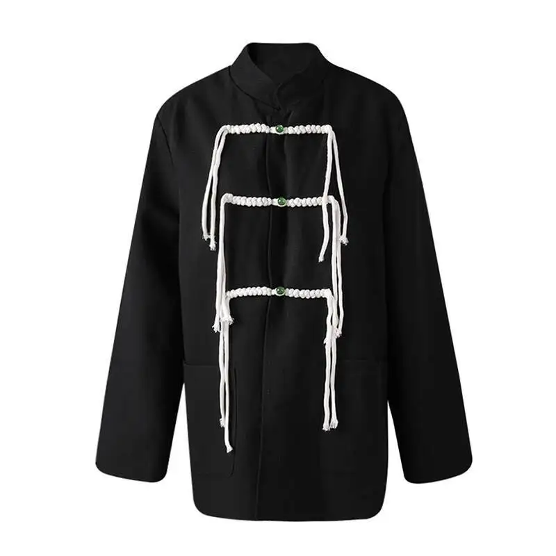 Buckle Women Black Vintage Big Size Blazer New Stand Collar Long Sleeve Jacket Fashion Spring Autumn 2026 GYPH
Buckle Women Black Vintage Big Size Blazer New Stand Collar Long Sleeve Jacket Fashion Spring Autumn 2026 GYPH