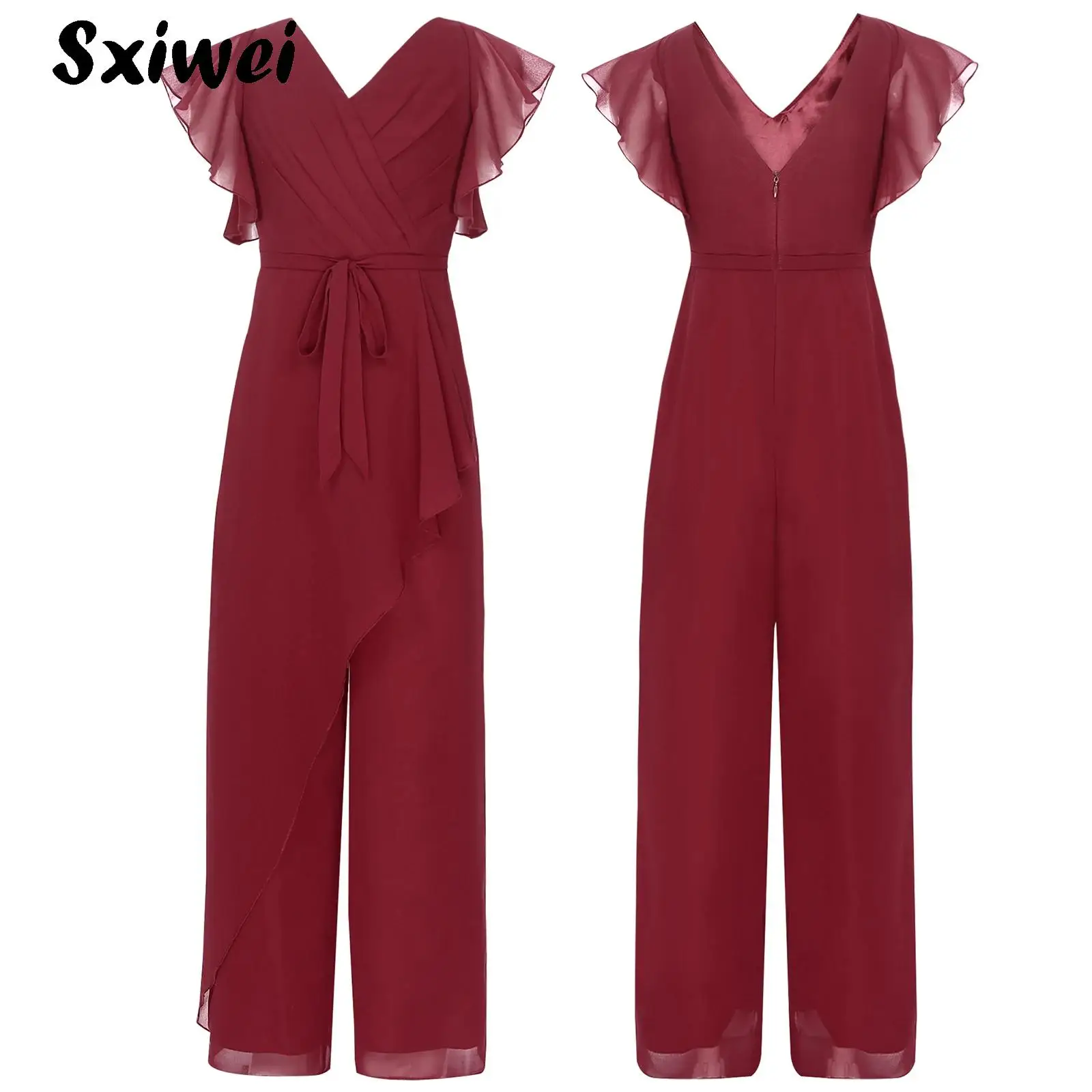 Kids Girls Ruffled Wrap V Neck Jumpsuit Short Sleeve Chiffon Wide Leg Pants Wedding Birthday Party Romper Gowns Summer Suit
Kids Girls Ruffled Wrap V Neck Jumpsuit Short Sleeve Chiffon Wide Leg Pants Wedding Birthday Party Romper Gowns Summer Suit
