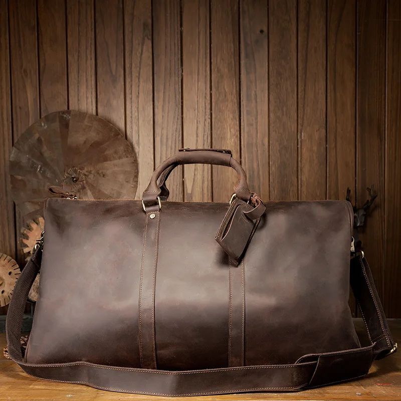 Handmade portable travel bag Large large capacity men's retro leather bag Crazy horse leather travel bag Fashion simple casual v
Handmade portable travel bag Large large capacity men's retro leather bag Crazy horse leather travel bag Fashion simple casual v